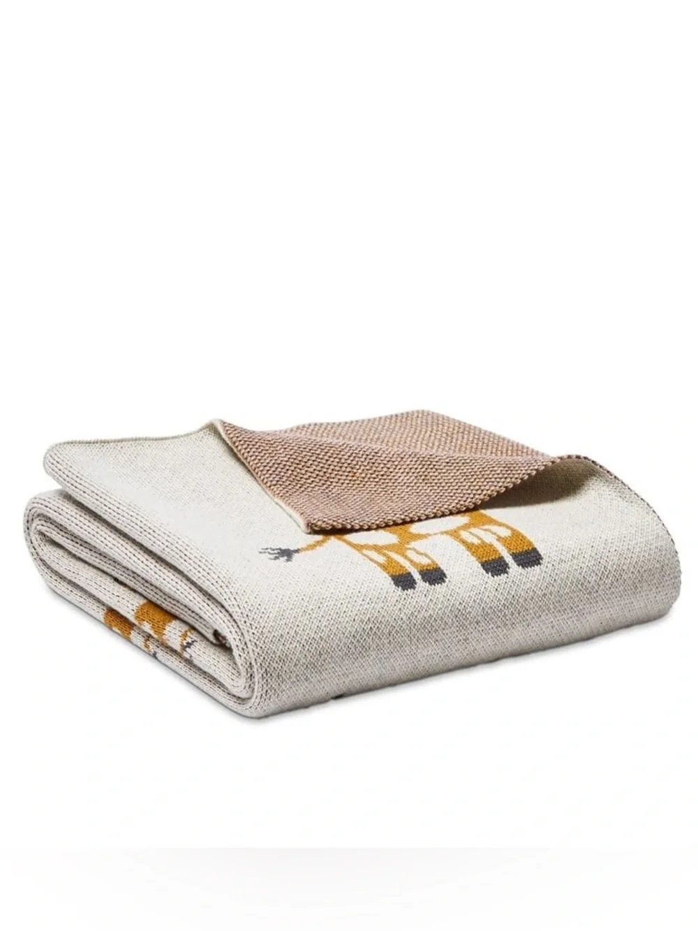 Adairs Jungle Organic Cotton Giraffe Baby Blanket Knitted